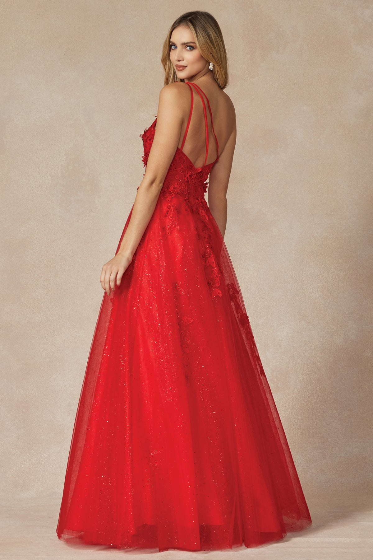 One Shoulder With 3D Flower Embellishements Long Prom Dress JT298