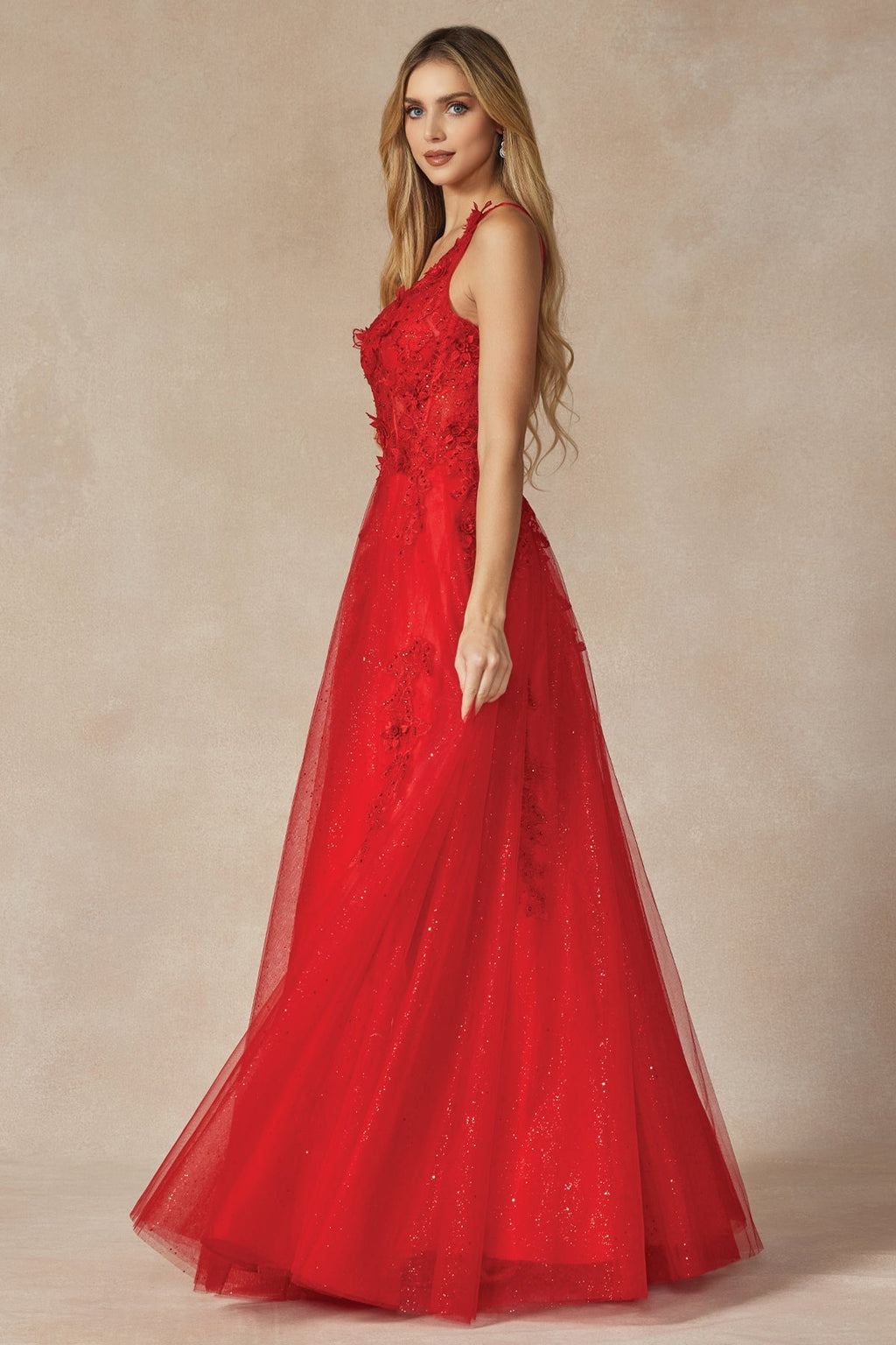 One Shoulder With 3D Flower Embellishements Long Prom Dress JT298