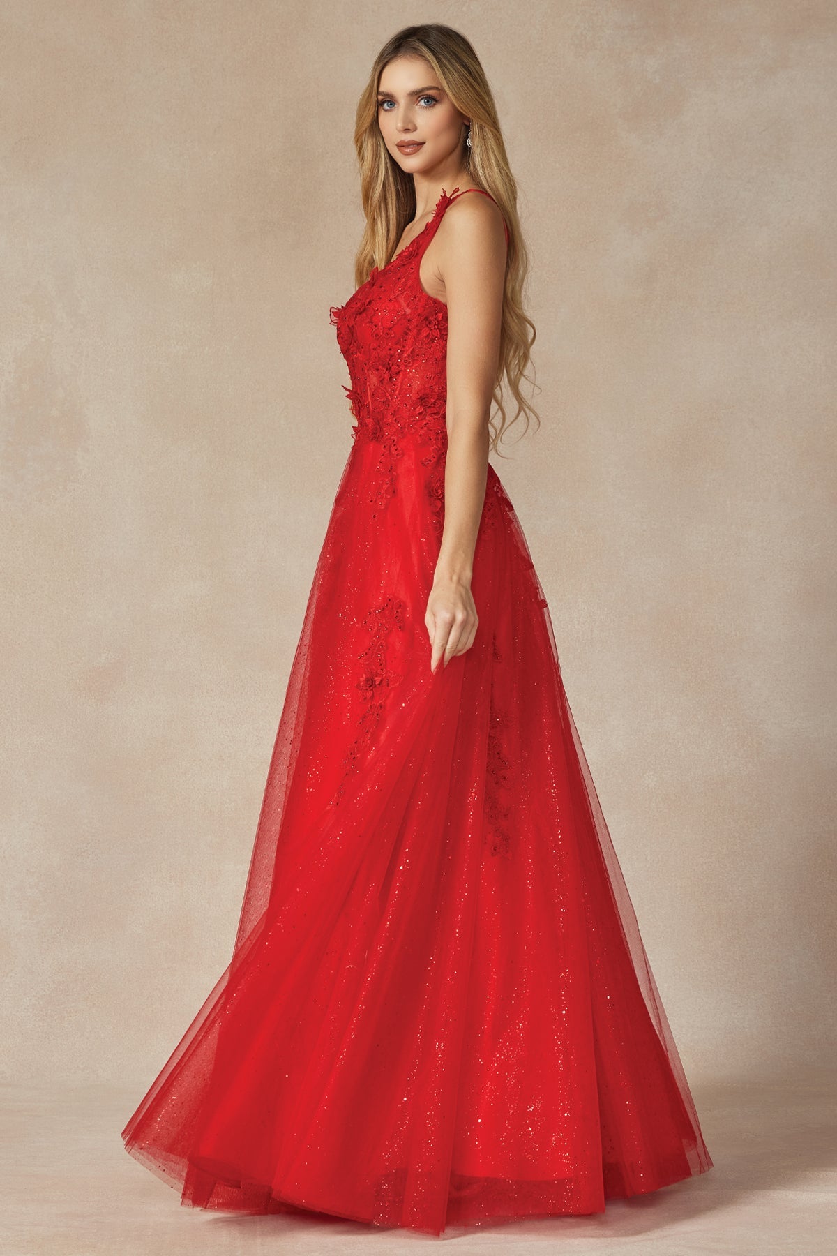 One Shoulder With 3D Flower Embellishements Long Prom Dress JT298