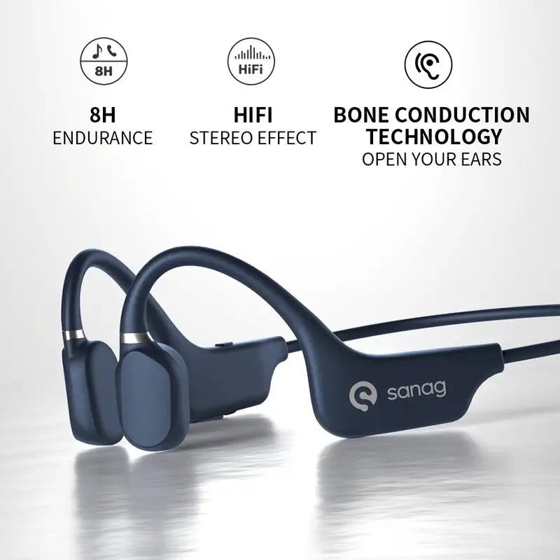 True Bone Conduction Earphone Open Ear Wireless Sport Headphones - Blue