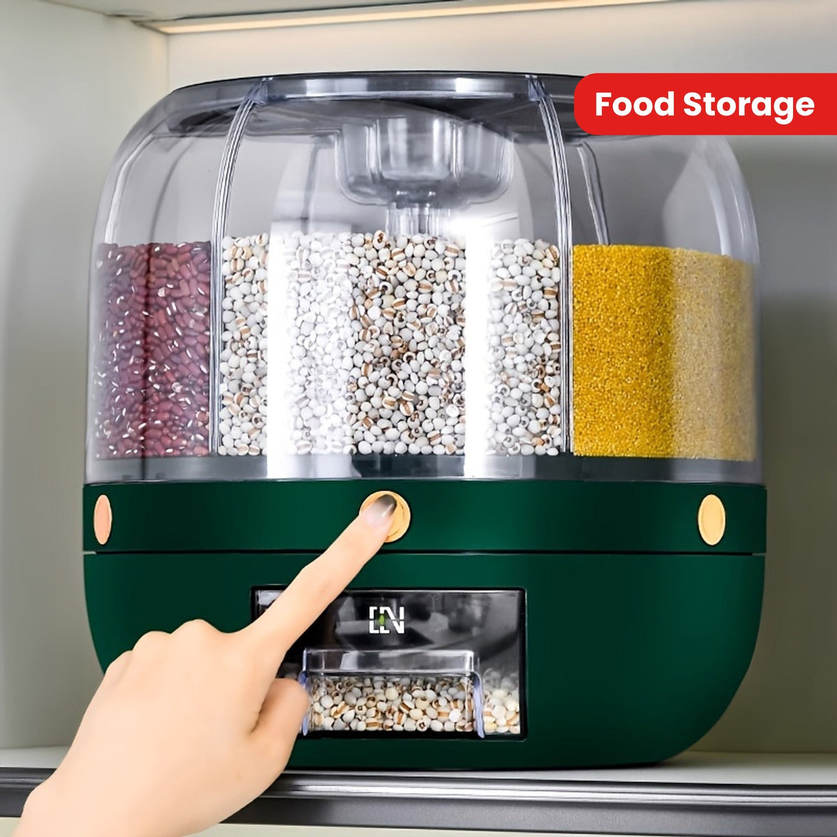 Dispenser Container Rotating Cereal with Flip Lid