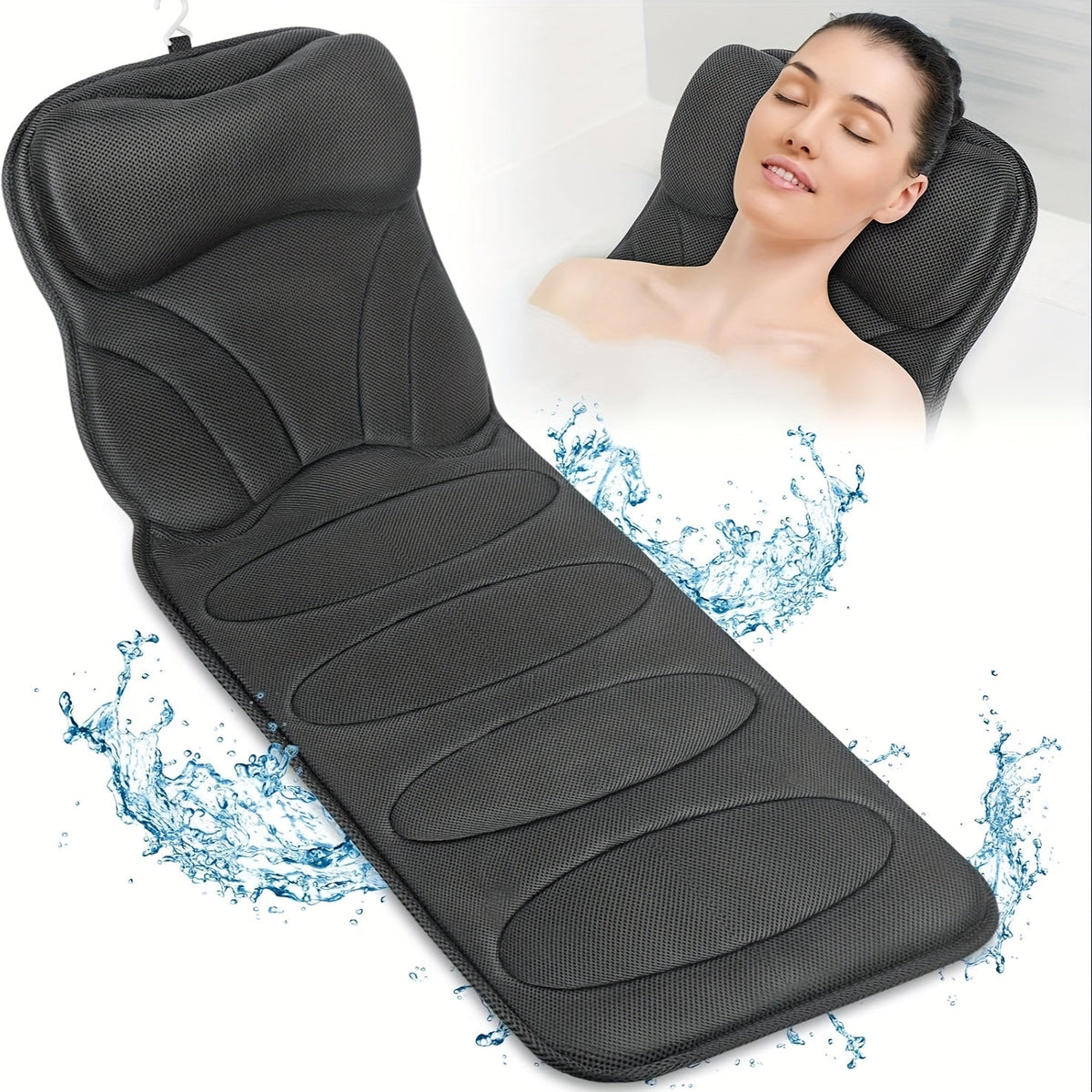 5D Mesh Bathtub Pillow Mat with Suction Cups