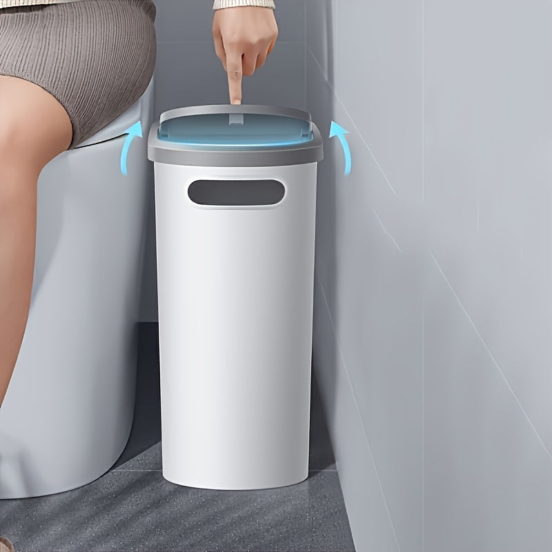 Slim Bathroom Trash Can with Lid
