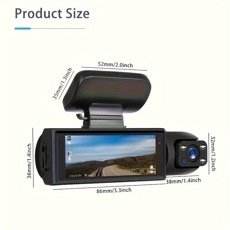 1080P Dual-Lens Car Dash Cam with Night Vision