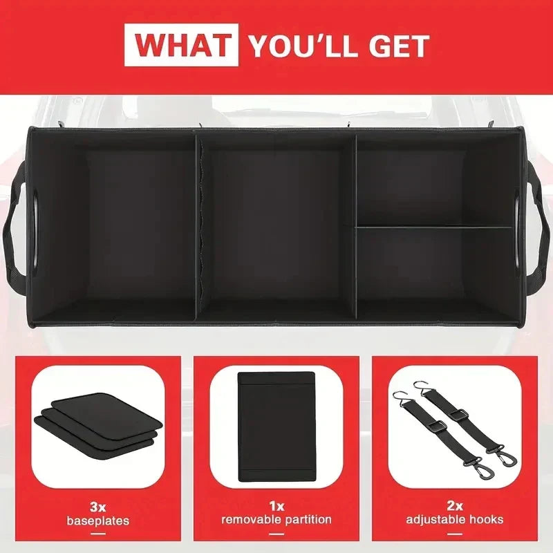 Universal Large Trunk Organizer 95L Collapsible Storage Bag Black