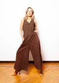 Abito jumpsuit smanicato di cotone con stampa geometrica minimal - NEEV008