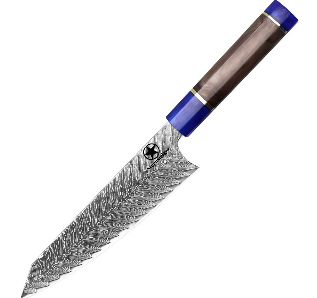Sternsteiger Damastmesser Dragon Damastmesser Serie - Braun Blau Griff