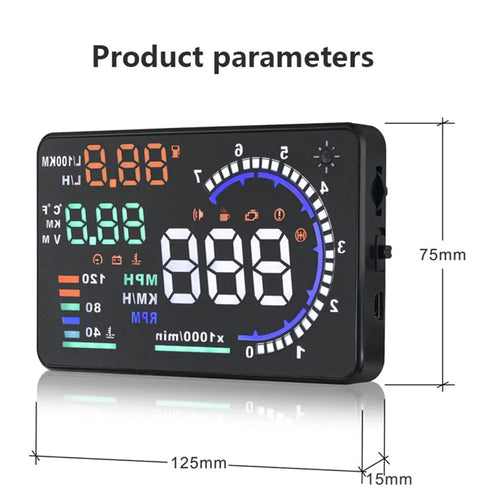 ADQ 5.5 OBD2 HUD A8 Digital Head-Up Display Speedometer Black