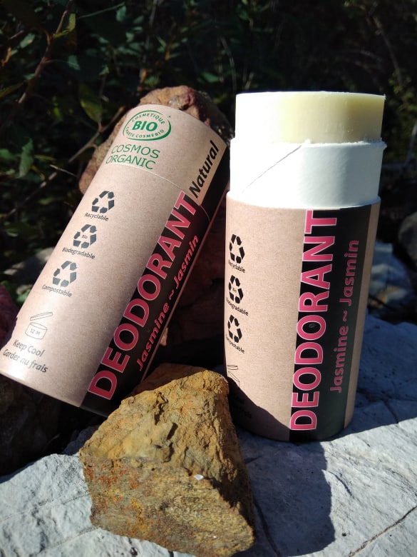 Organic Certified Natural Deodorant - Jasmine 100ml - I piece - 100% recycled paper packaging