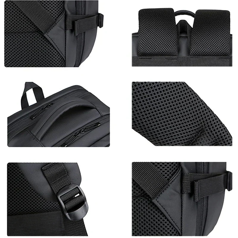 Expandable 17-Inch Laptop Backpack for Men 11 Pockets Black