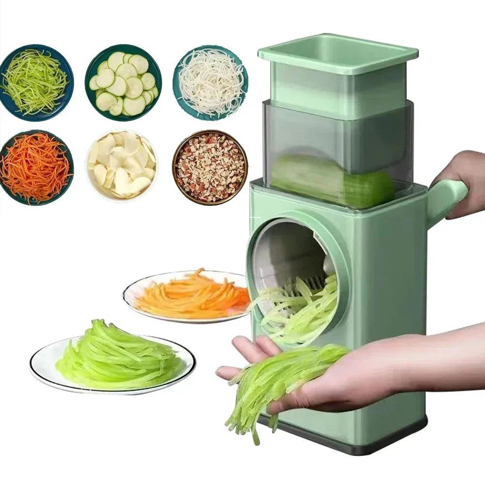 Drum Vegetable Cutter Hand-Crank Food Slicer Grater Processor