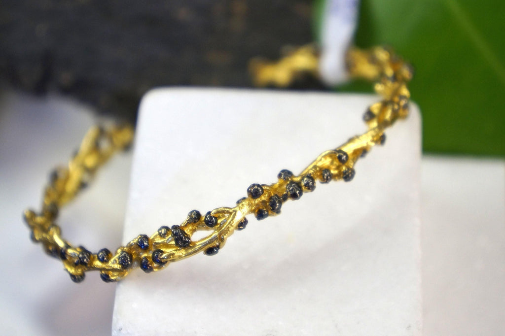 Real Acacia Twig Gold Bracelet, Handmade Nature Jewelry, Organic Botanical Bracelet, Unique Gift for Nature Lovers, 14K Gold Plated Sterling Silver 925