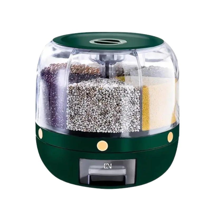 Dispenser Container Rotating Cereal with Flip Lid