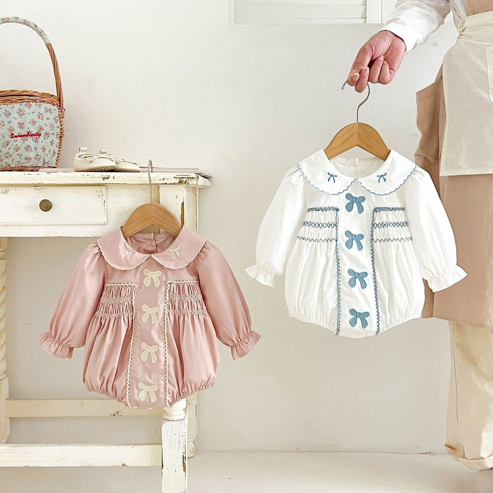 MyKids-USA® Baby Kids Girls Princess Long Sleeves Butterfly-bows Embroidered Bodysuit
